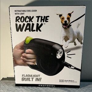 Protocol, Black Retractable Dog Leash with Light